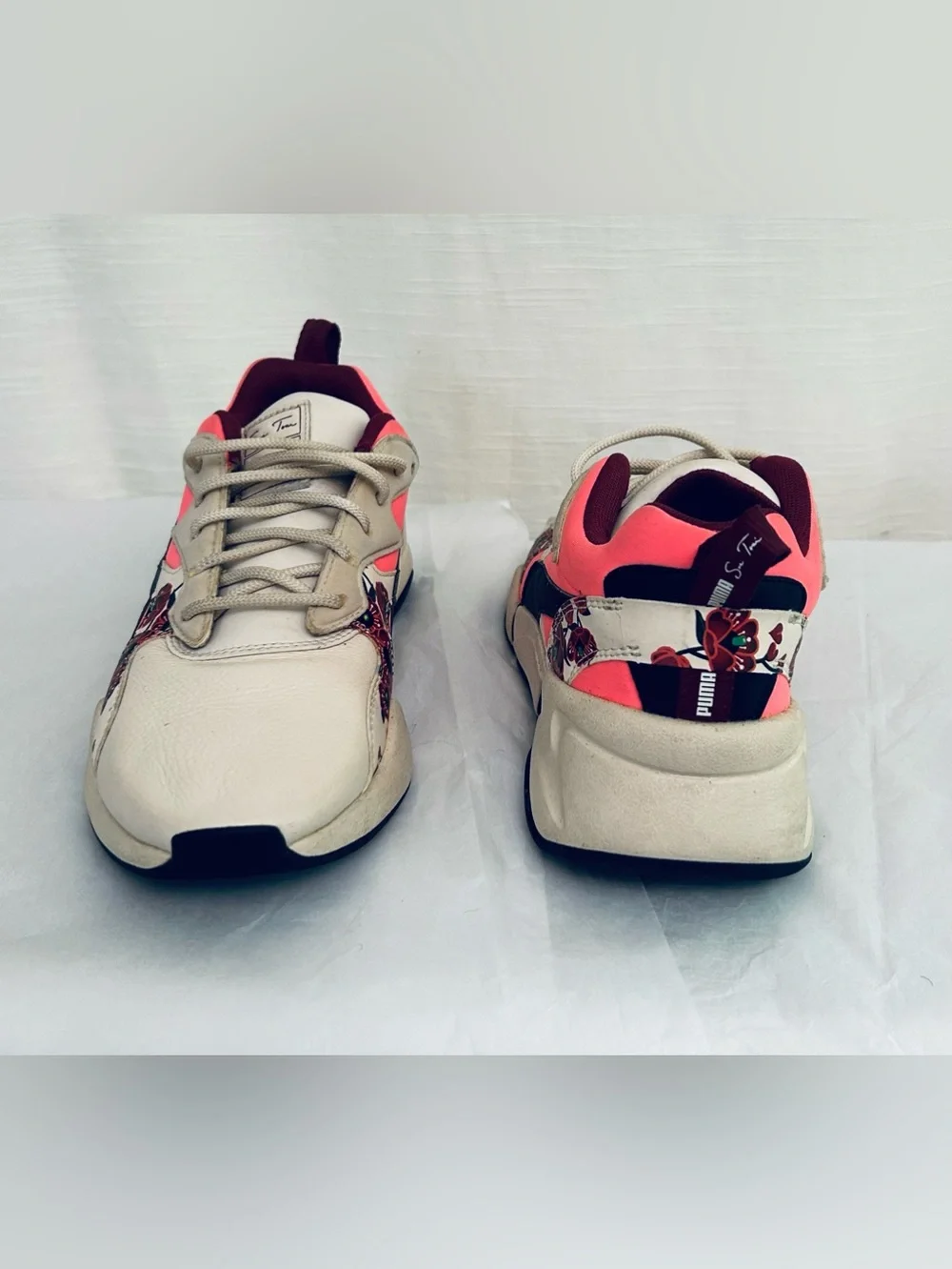 Puma‎ Women’s Cherry Bomb Cream and Pink Floral-Accent Sneakers